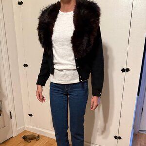 Vintage Jaymar Knitwear Cardigan w/ Real Fur Collar – New York – Size S